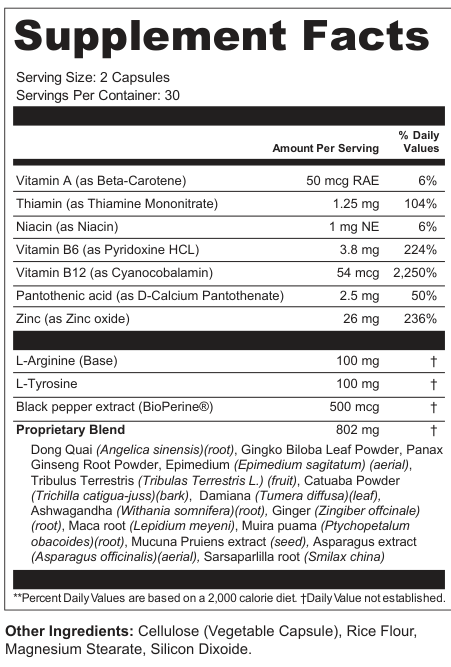 Supplement Facts for Celestial Tide