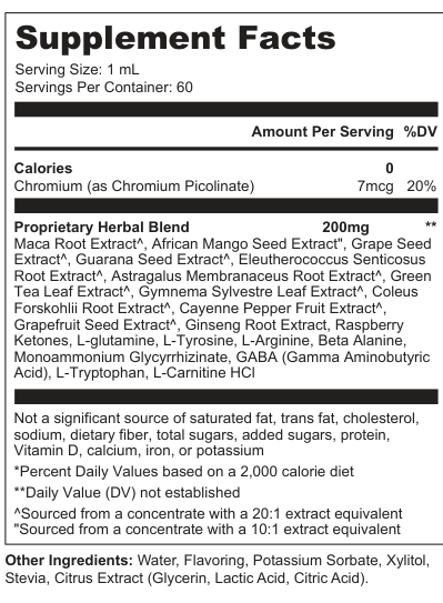 Supplement Facts for Ketone Whisper